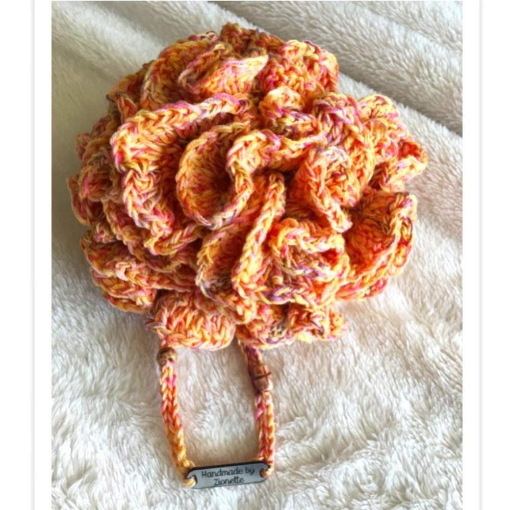 Hand Crafted Beaded Orange Blossom Fetti Bath Pouf